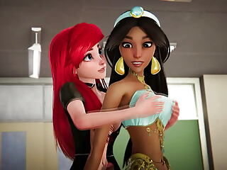 Jasmine gets creampied overseas from Ariel wearing